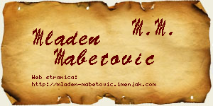 Mladen Mabetović vizit kartica